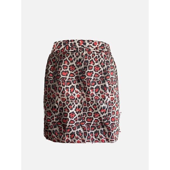 20. SEN red and metallic silver animal print mini skirt. M - Picture 1 of 12